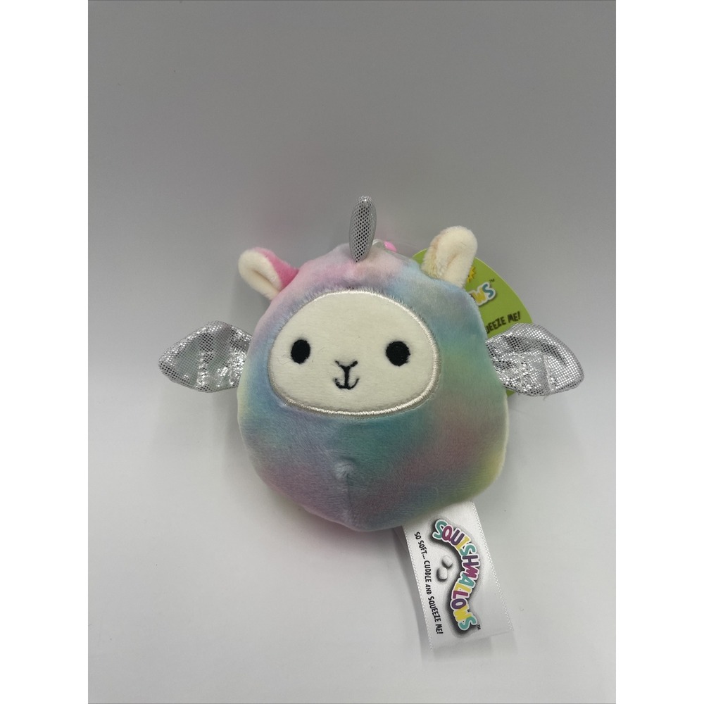 SQUISHMALLOWS Kellytoy LUCY MAY TIE DYE LLAMA PEGACORN Clip On Keychain #023‎